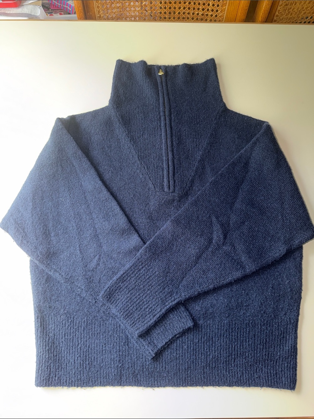 J. Crew Merino & Alpaca Relaxed Half Zip Sweater in Navy